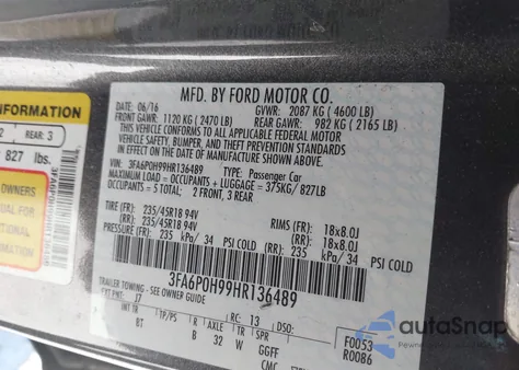 2017 Ford Fusion Se z USA, uszkodzony, nr VIN 3FA6P0H99HR136489